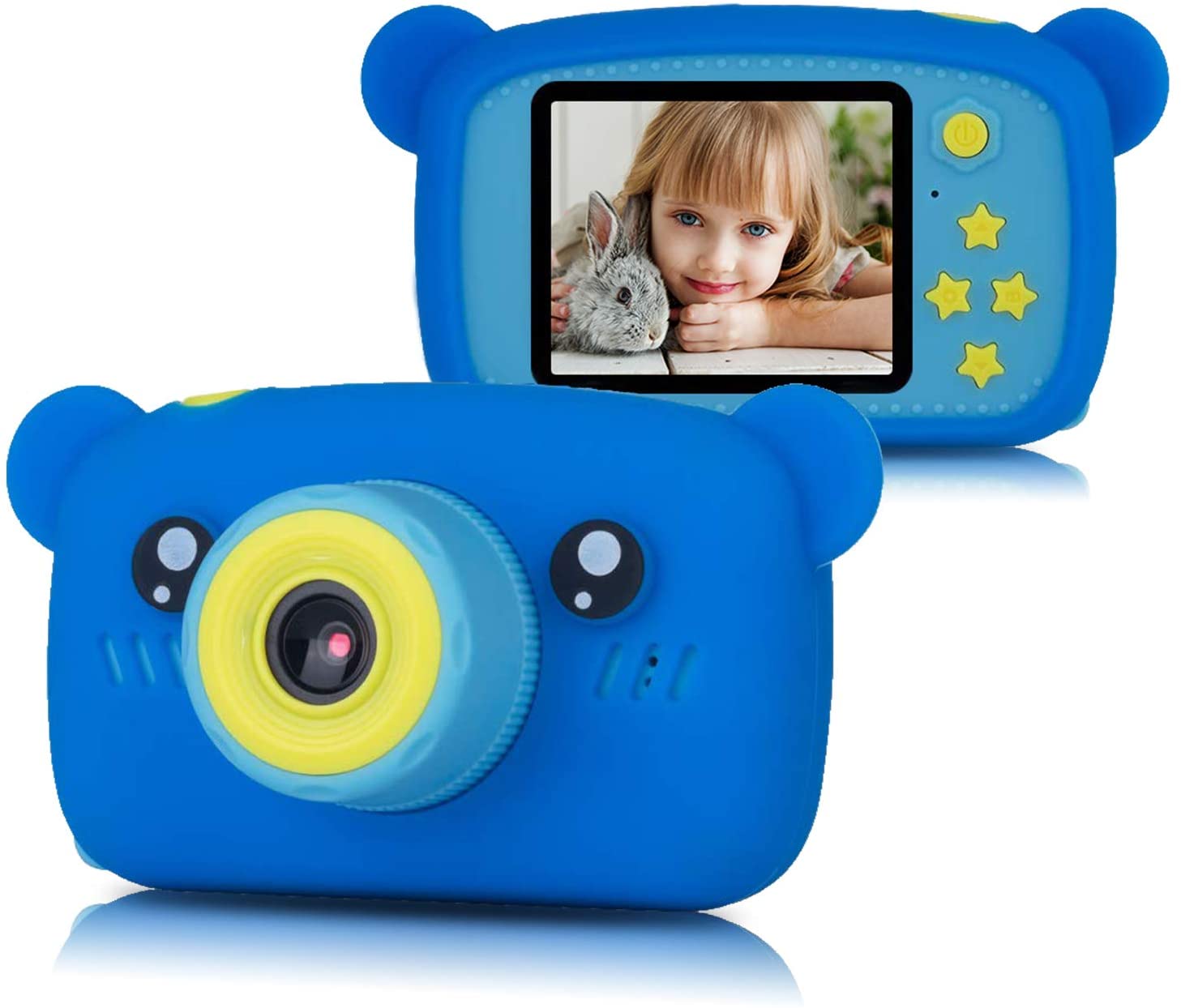 HD 1080P Digital Camera with VIDEO Recorder Camcorder and GAMEs Toys (Blue Bear)
